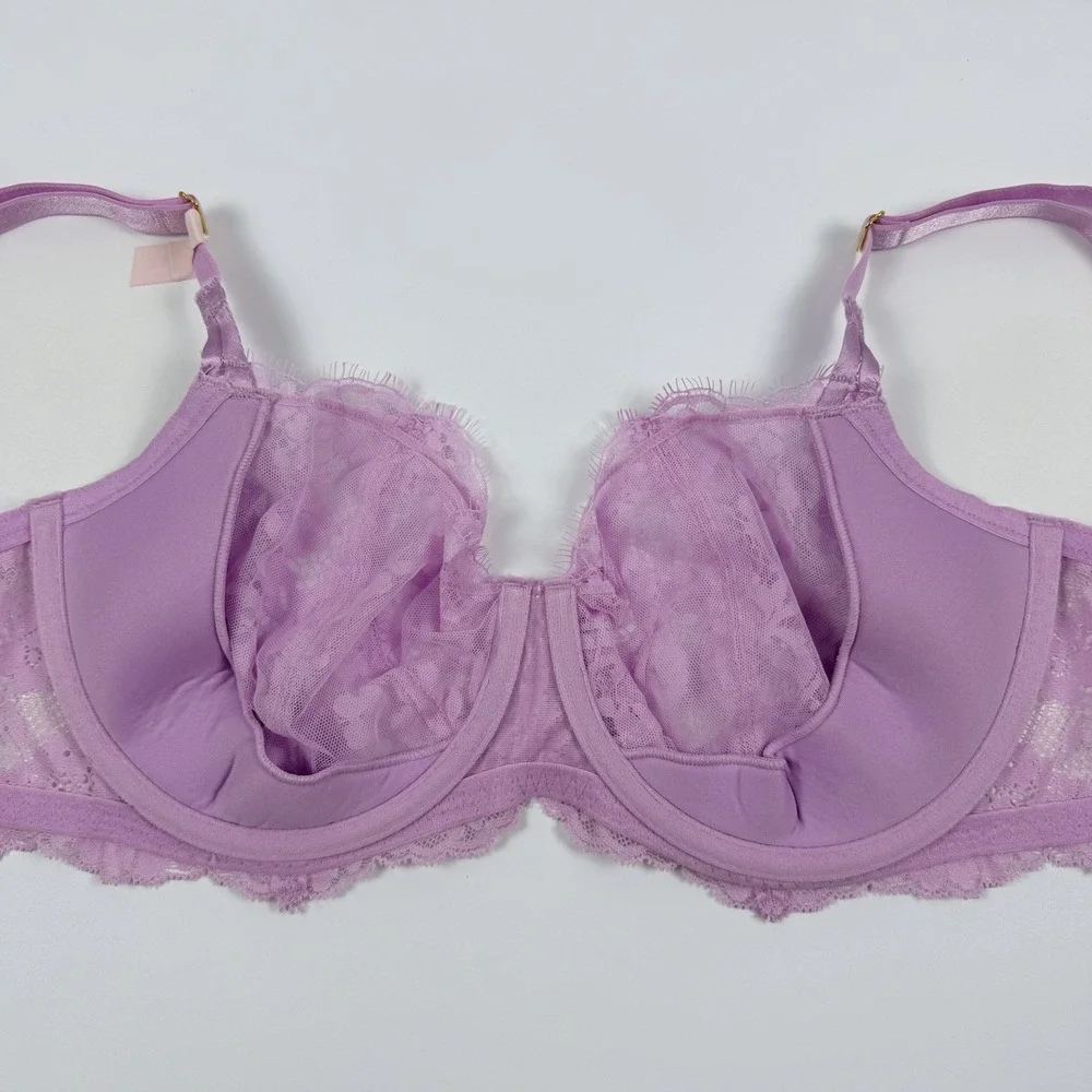 Victoria's Secret Dream Angels Wicked Unlined Lace Balconette Bra Purple 36DD
